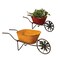 Diva At Home Set of 2 Red and Yellow Antique Wheelbarrow Planters 22.75&#x201D;